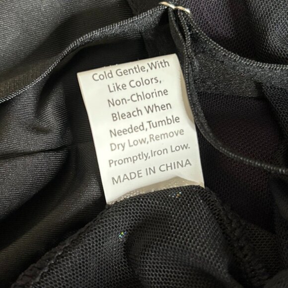 Mesh Rhinestone Bustier Crop Top Black Medium Adjustable Straps Boning NEW - Picture 6 of 7